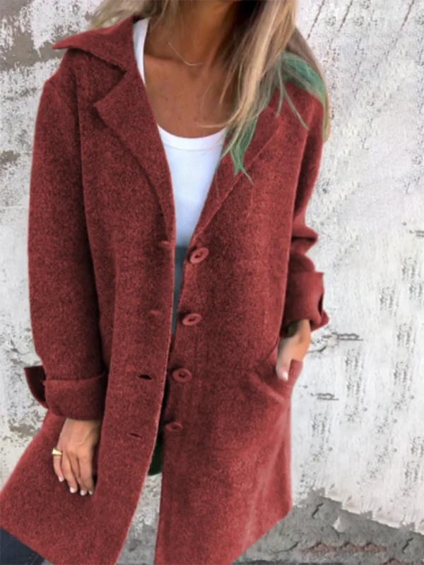 Women's Solid Color Flip Lapel With Pocket Cardigan Single Breasted Medium Long CoaUnisex cardigan