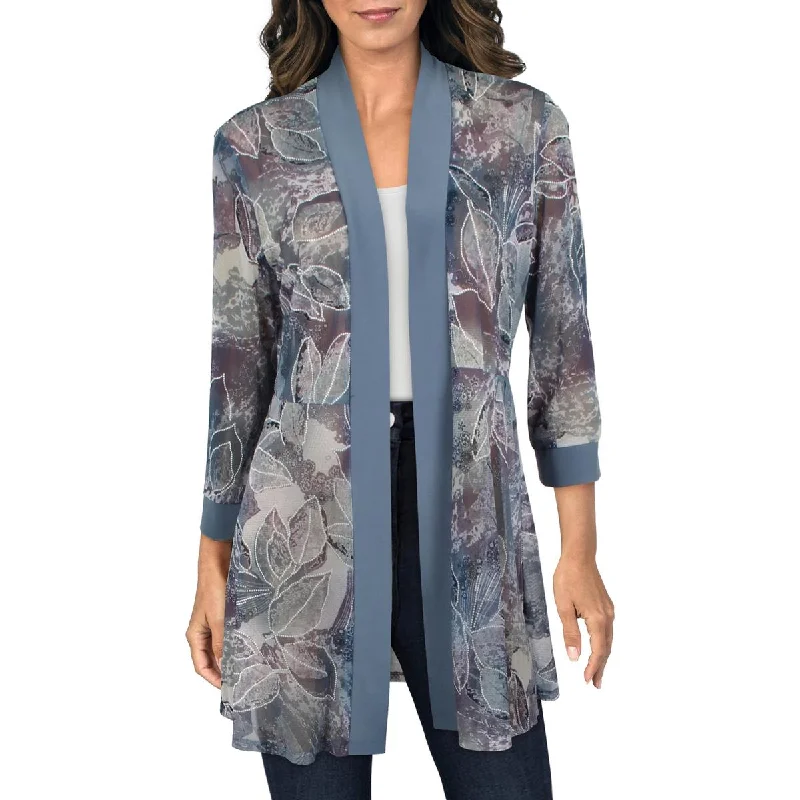 Womens Printed Cardigan Open-Front BlazerEmbroidered cardigan