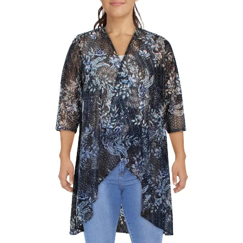 Womens Printed Cardigan Open-Front BlazerAsymmetric cardigan