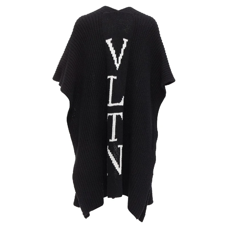 Valentino VLTN Virgin Wool Logo Back Poncho Cardigan