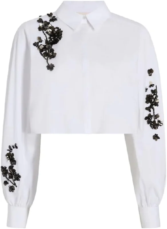 Cinq a Sept Women's Selina Cropped Top Blouse, White