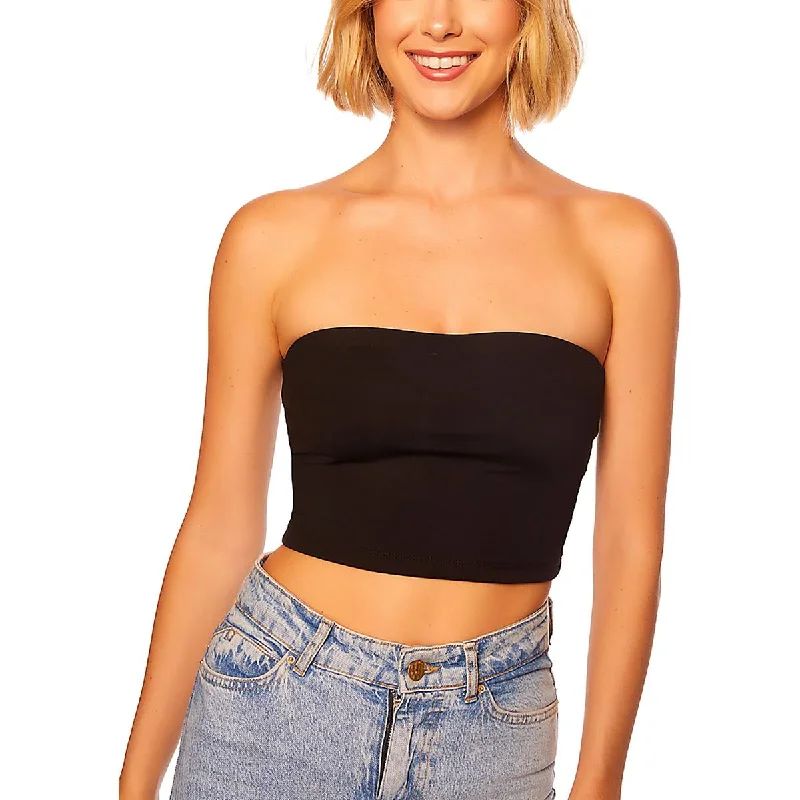 Womens Cropped Stretch Strapless Top