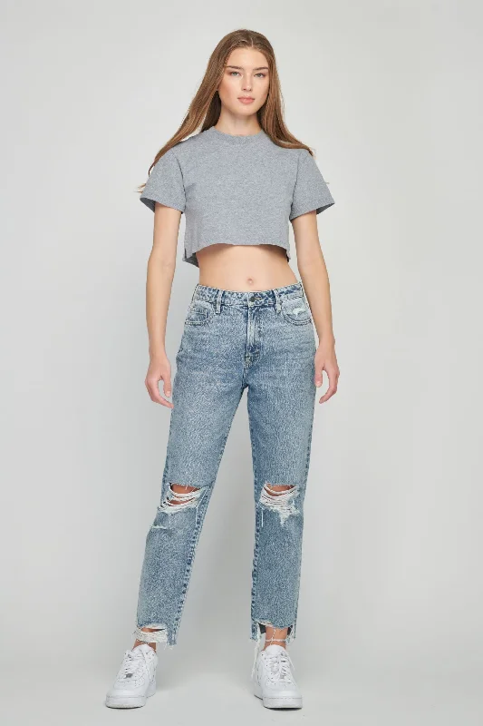 Hidden Tracey High Rise Acid Wash Cropped Straight Fit Jean