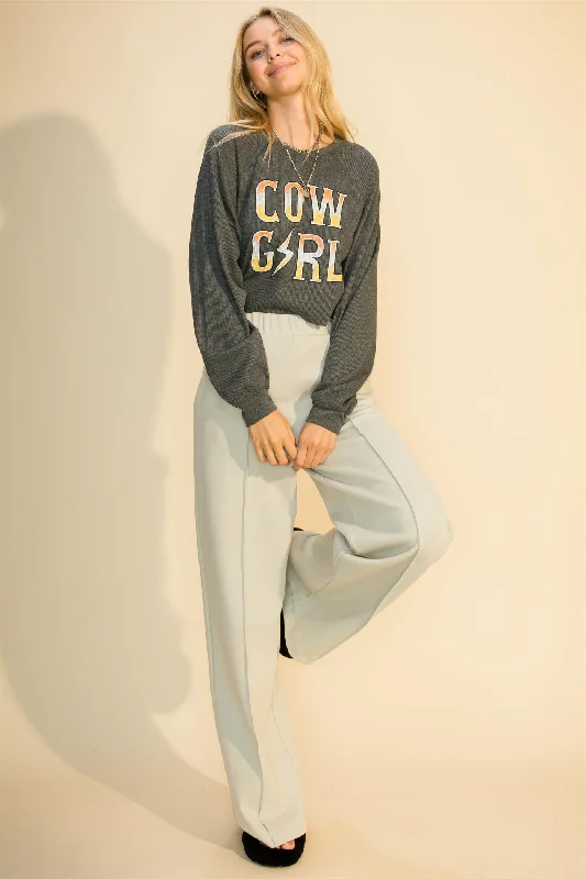 Hyfve Double Zero Cow Girl Crew Neck Crop Top