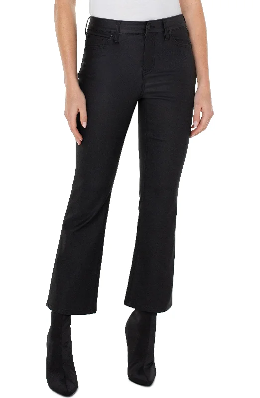 Liverpool Hannah Coated Crop Flare Jeans In Black