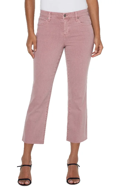 Liverpool Kennedy Crop Straight Leg Jean With Cut Hem 27in In Aster Mauve