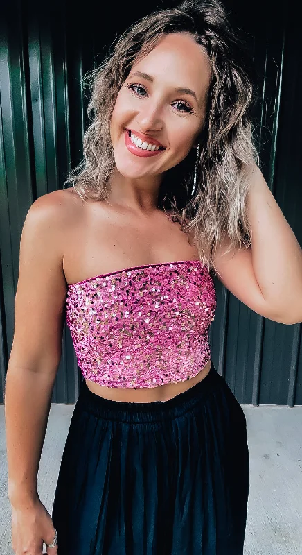 Mauve Sequin Velvet Crop