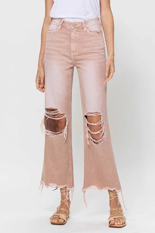 Vervet by Flying Monkey 90's Vintage Super High Rise Crop Deconstructed Flare Jeans In July Song