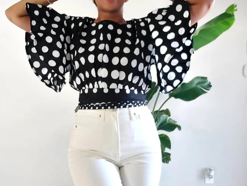 Polka Dot Crop Top - Black & White