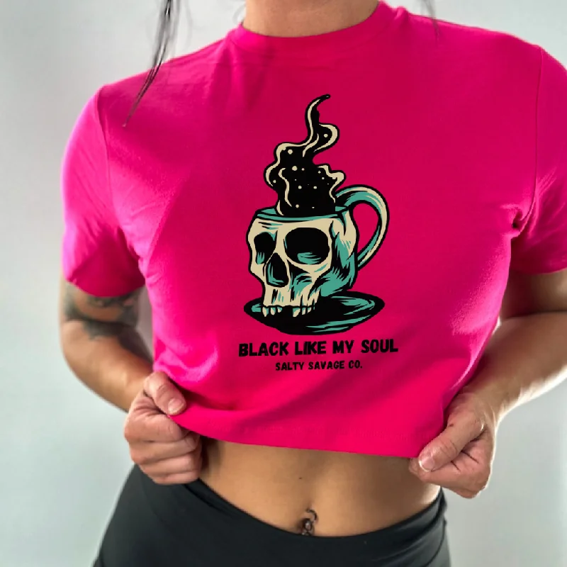 Salty Savage Ladies "BLACK LIKE MY SOUL" Performance Crop Tee