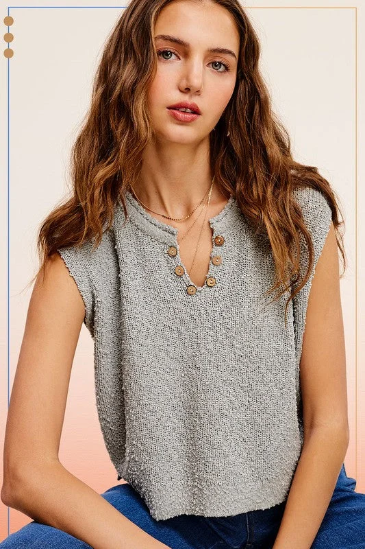 Slouchy Cropped Sleeve Sweater Top